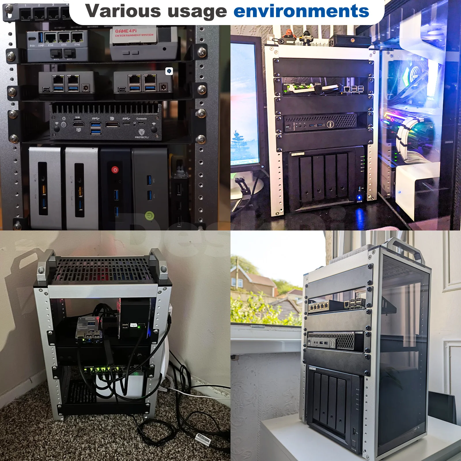 DeskPi RackMate T1 Rackmount، خزانة خادم 10 بوصة 8U للشبكة والخوادم ومعدات الصوت والفيديو