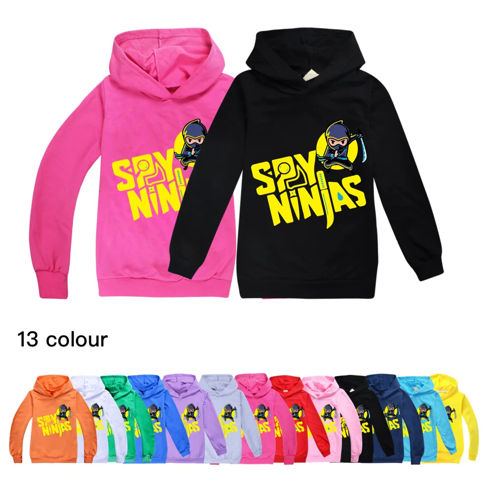 

2023 Spy Ninjas B Kids Clothes Cotton Hooded Sweater Streetwear Sweatshirt Cartoon Pullover Hip Hop Teenager Boys Girls Clothing