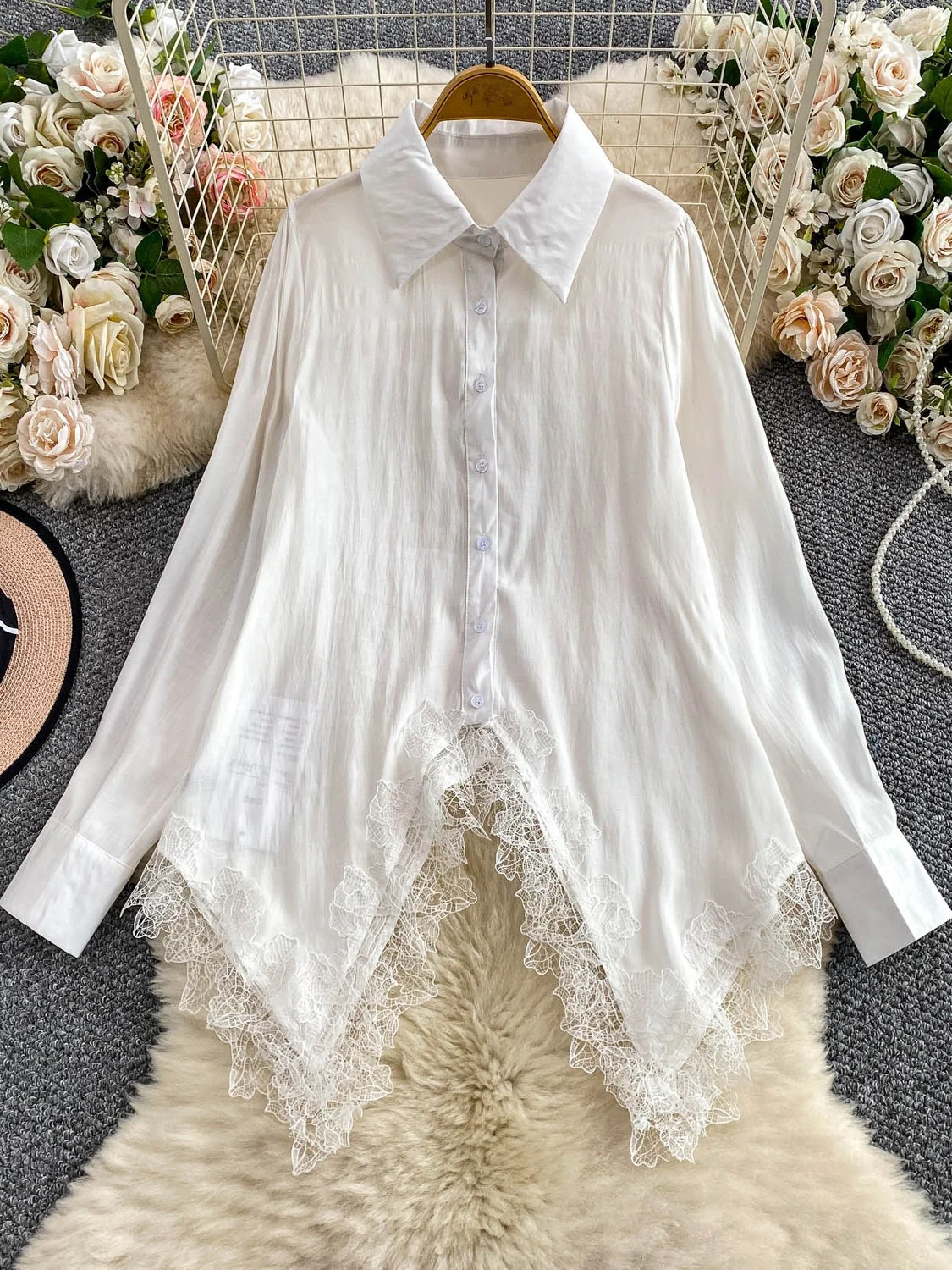 Summer Thin Chiffon Long Sve Sun Protection Coat Irregular Lace Girl's Fairy T Sle irt Underarm Strap Korean Sle