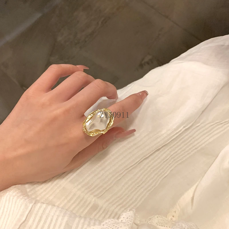 ヨーロッパとアメリカの宮廷スタイルの不規則なパールリング個性誇張されたオープン人差し指リングレトロリング