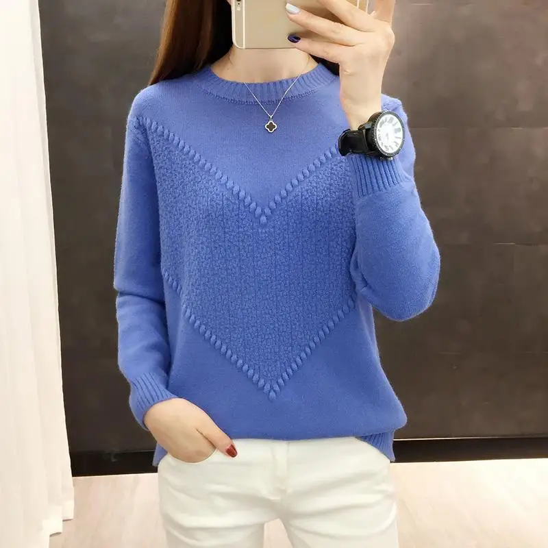 

Модные вязаные свитера с круглым вырезом и соединением, женская одежда, новинка 2022, осенние свободные повседневные пуловеры, подходящие ко всему корейские Топы