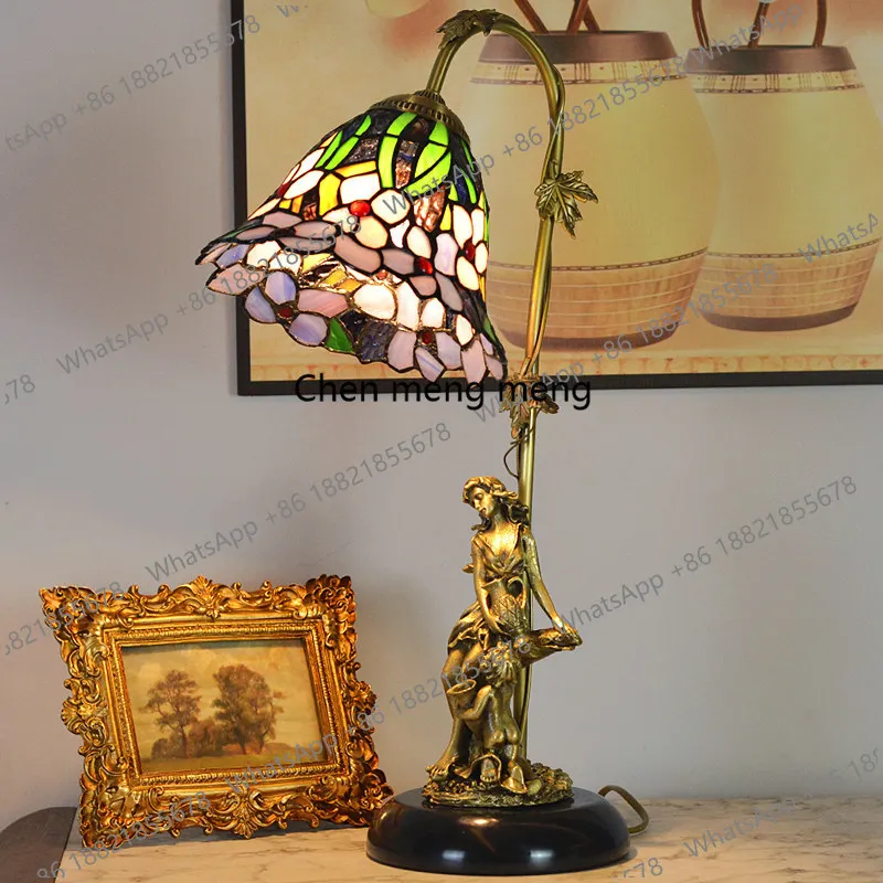 

American retro desk lamp all-copper European luxury living room tabletop ornament bedroom bedside lamp