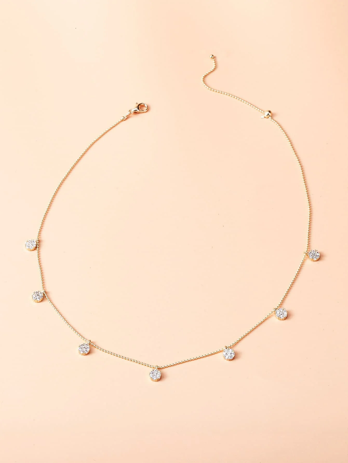 

Cubic Zirconia Charm Necklace With Round Pendants