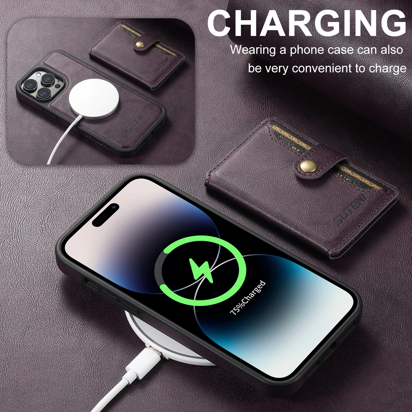 2 in 1 Removable Card Wallet Strong Magnet Case For iPhone 12 13 14 15 16 17 Pro Max Vintage Leather Phone Holder Stand Cover