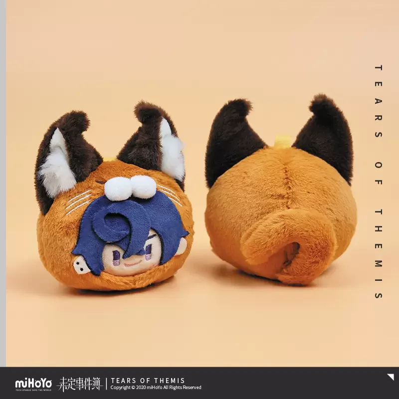 Pluszowy brelok Hot Tears of Themis MiHoYo z głową zwierzęcia, uszy, pompon, zawieszka do kluczy samochodowych, breloczek do torebki dla kobiet i dziewcząt, biżuteria.