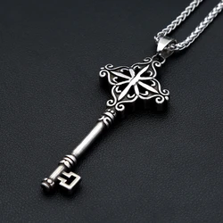 Large Size Fashion Vintage Punk Key Pendant Stainless Steel Unique Amulet Necklace For Men Biker Jewelry Gift Dropshipping