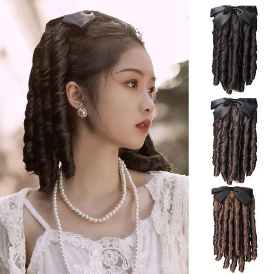 

Synthetic Black Brown Ladies Princess Curly Ponytail Hairband Hair Comb Ponytail Hair Clip Women Hair