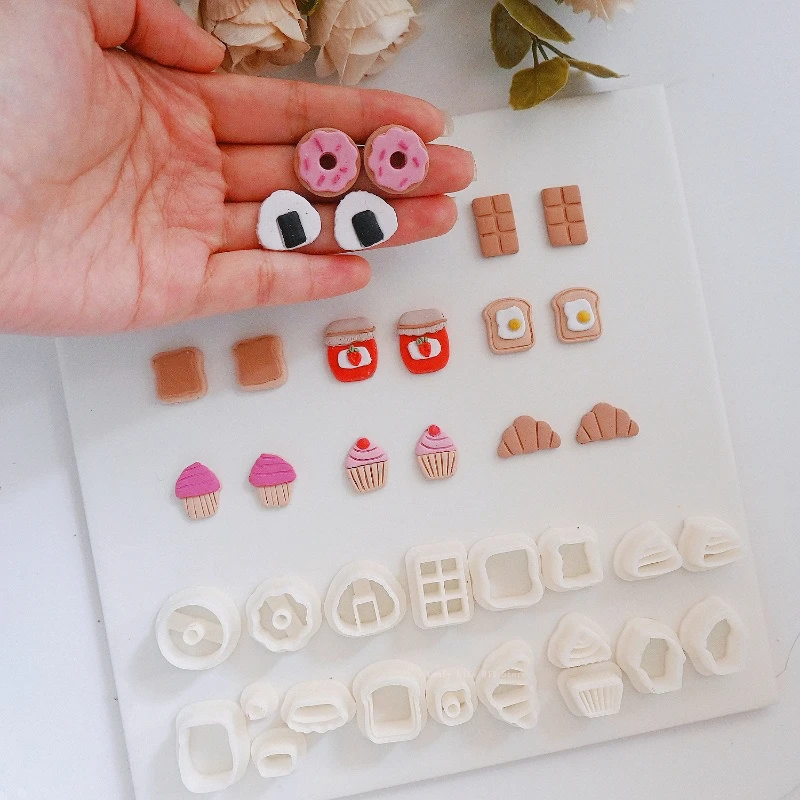 Mini Earring Mold Donut Chocolate Modeling Polymer Clay Cutter Diy Earrings Brooch Jewelry Clay Modeling Cutting Tool