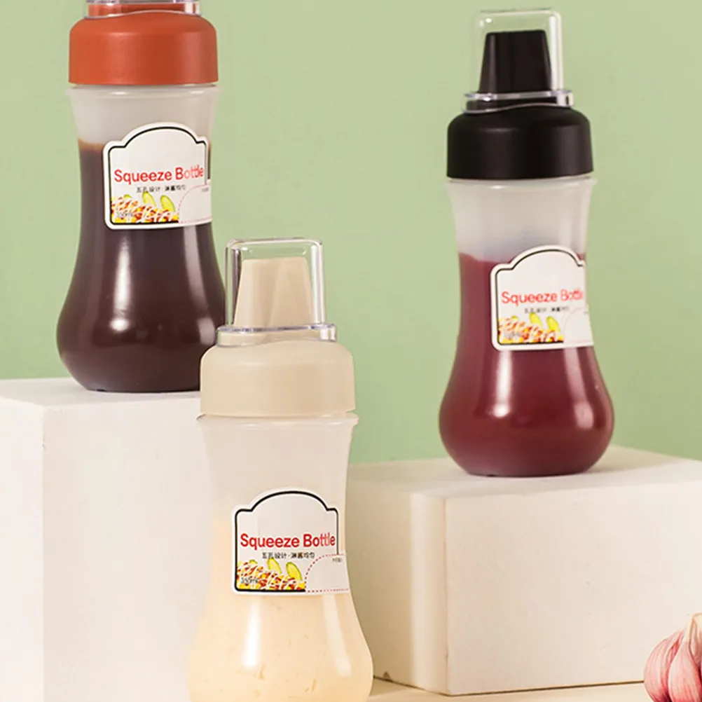 3Pcs Squeeze Bottles Transparent 5-Hole Kitchen Condiment Dispensers Reusable Sauce Bottles for Ketchup Mustard Salad Dressing