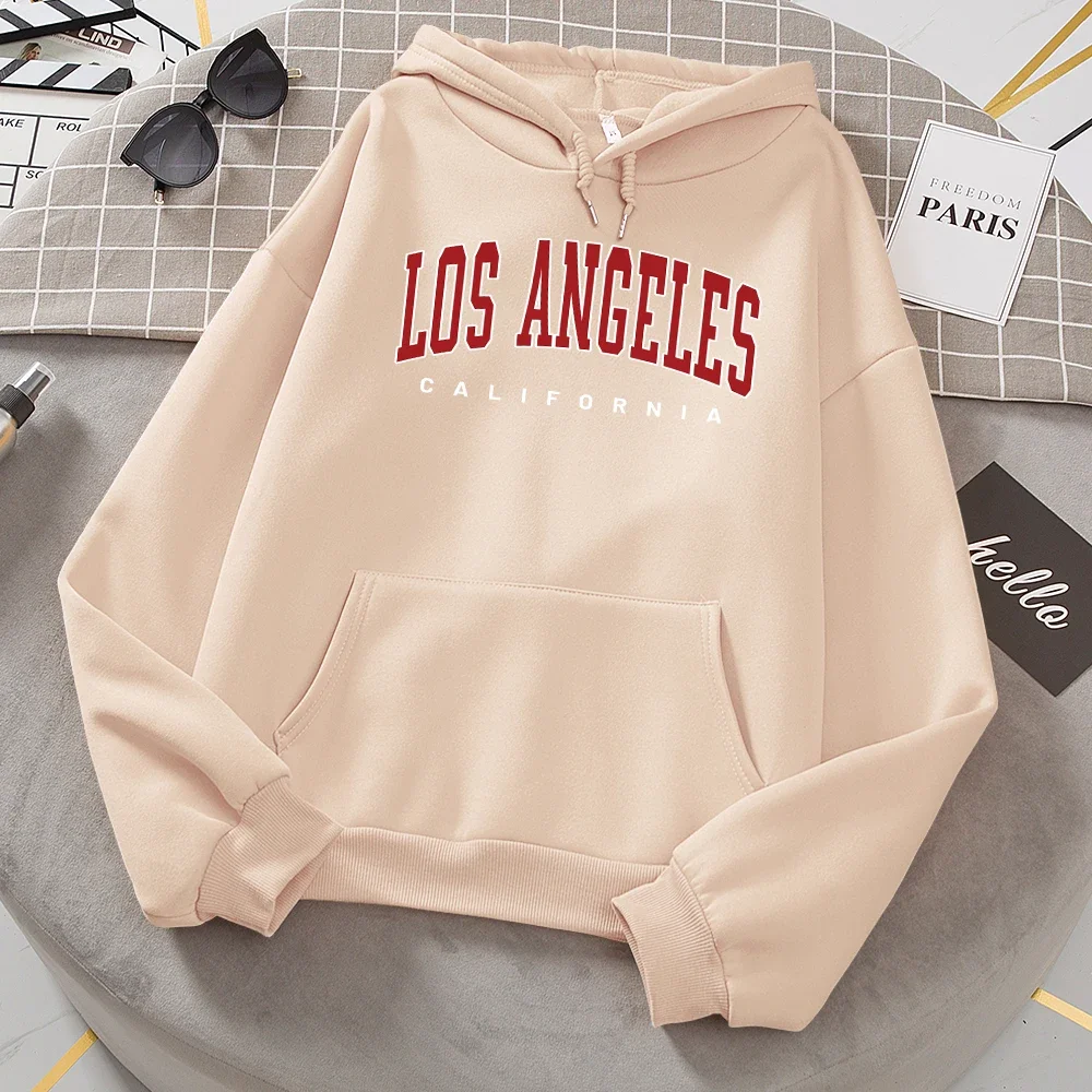 Los Angeles California Hoodies Women Fashion Novelty Casual Hooded Basic All Match Sweatshirt Warm Comfortable Fleece New Hoody