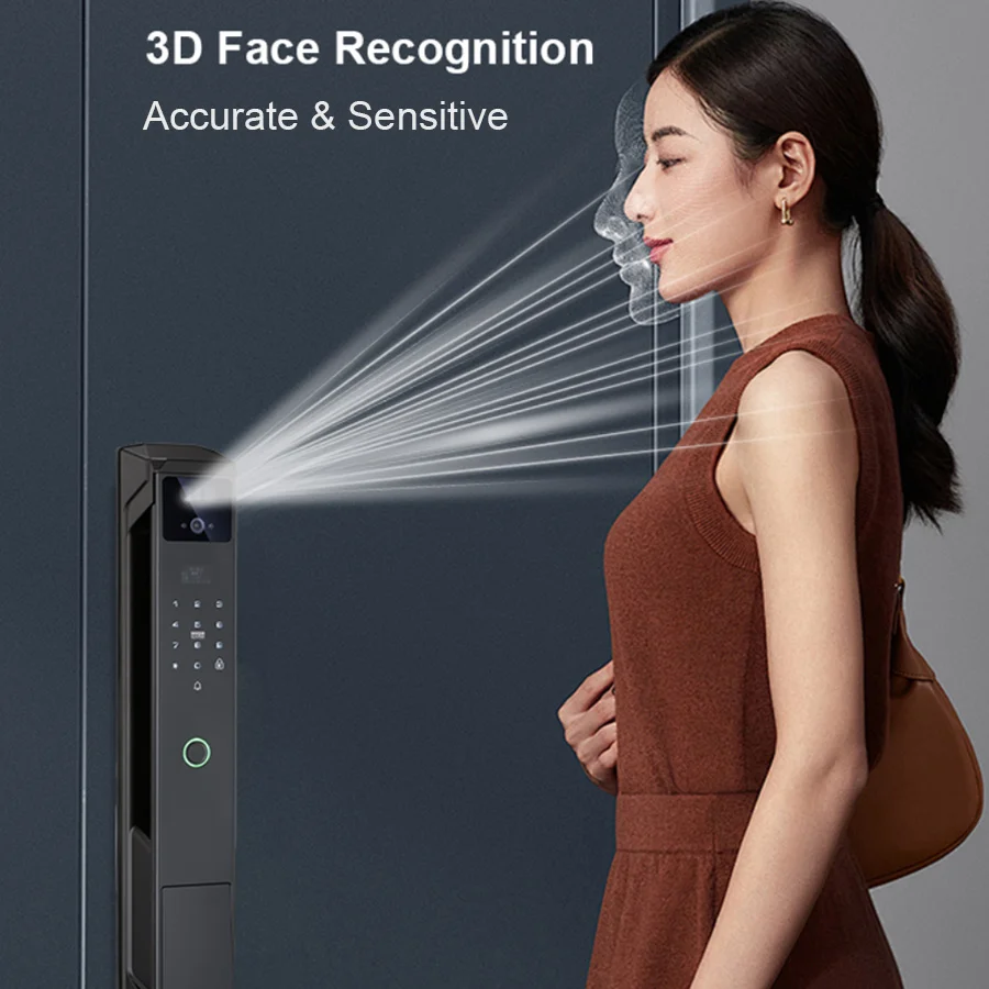 Glomarket Tuya App Smart Door Lock Electronic Automatic 3d Face Recognition Fingerprint Keyless Password Digital Smart Lock