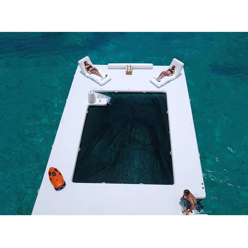 White Color Factory Custom White Drop Stitch Marine Party Lounge Time Inflatable Ocean Pool