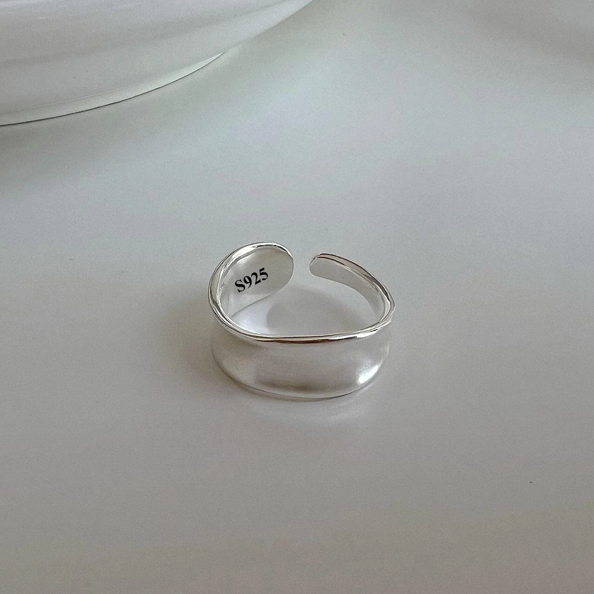 Women's 925 Sterling Silver Open Wide Irregular Ring