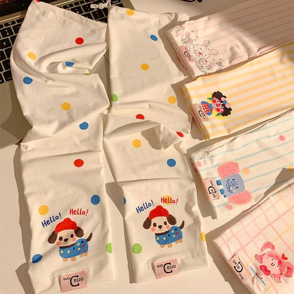 Тонкие анти-УФ-рукава из ледяного шелка с героями мультфильмов, милые свободные солнцезащитные рукава, солнцезащитные перчатки с длинными рукавами, женские велосипедные перчатки