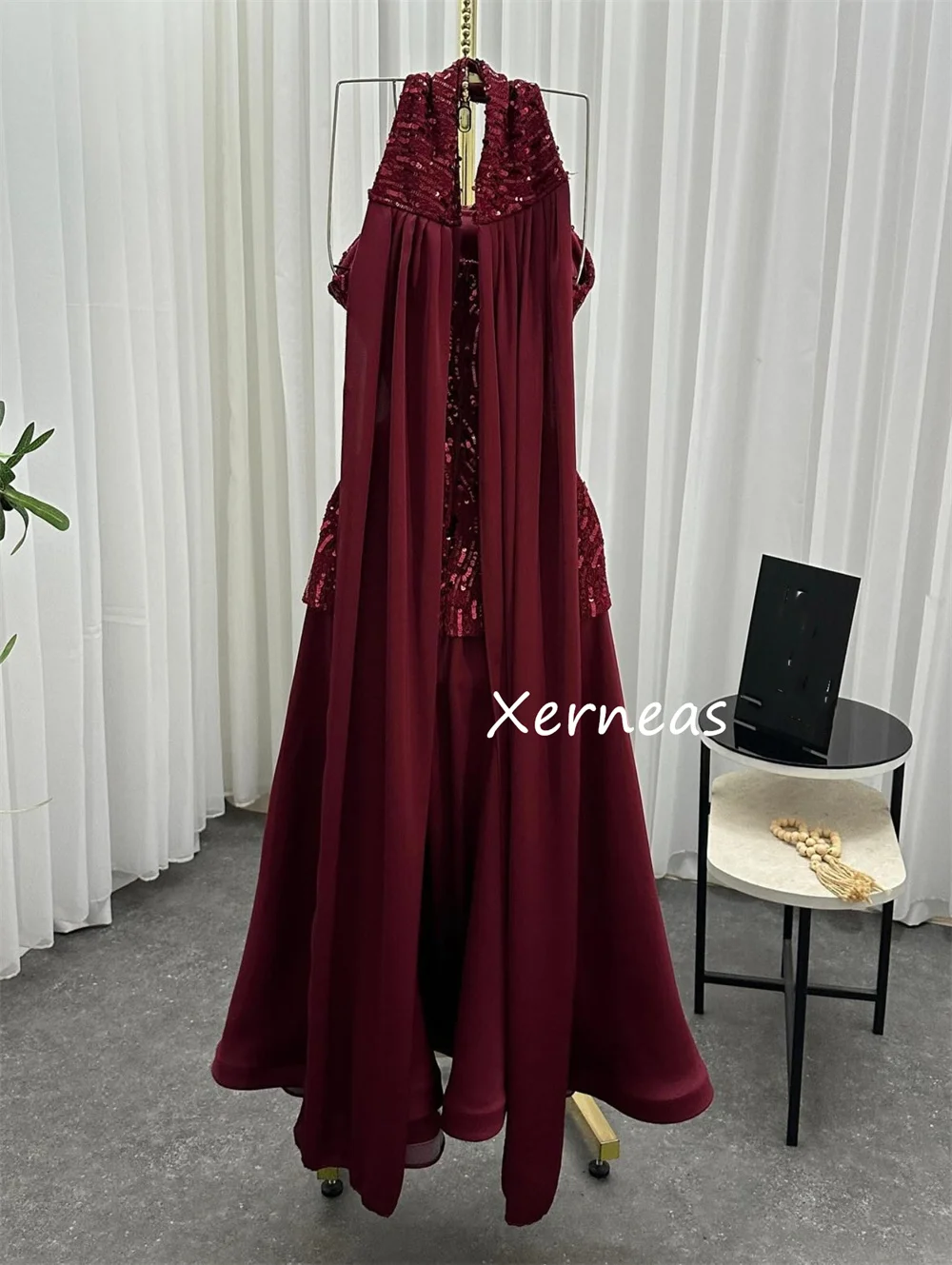 Customized High Quality Chiffon Pleat Sequined A-line Strapless Midi Dresses Bespoke Occasion Party Pastrol Formal