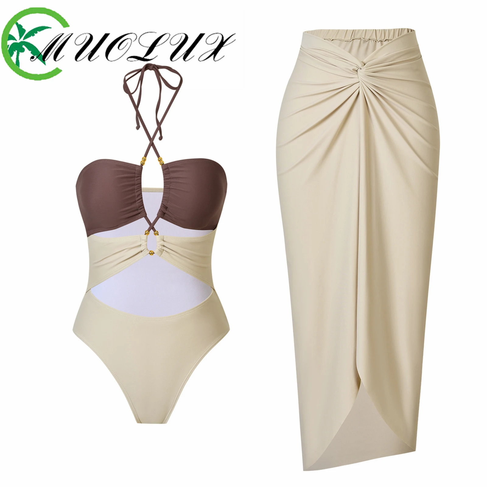 MUOLUX 2025 New High Quality One Piece Swimsuit Hollow Out Push Up Women Bikini Set Swimwear Slimming Bathing Suit Beach Wear