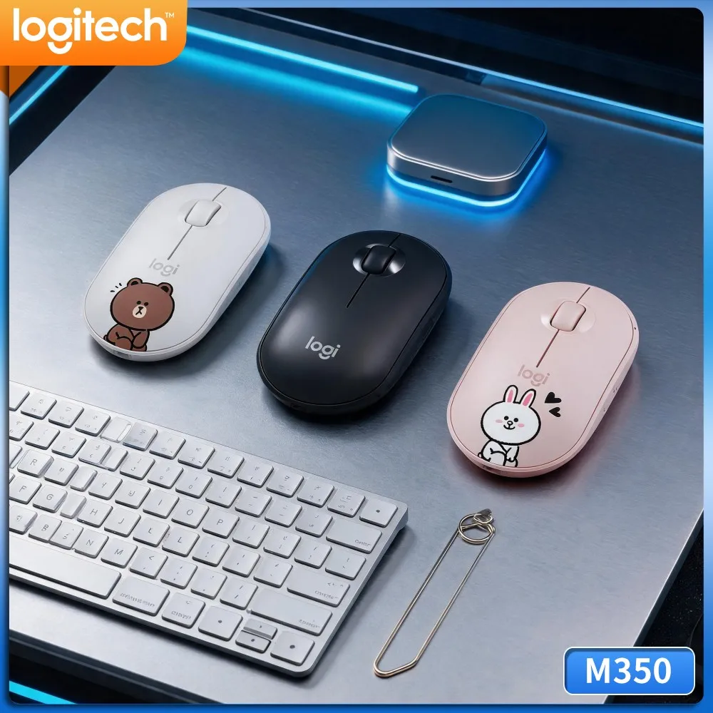 Logitech M350 PEBBLE Lightweight Wireless Mouse Silent Click Slim Shape Dual Mode Bluetooth 2.4G For Laptop PC Travel Work
