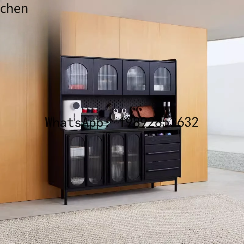 retro kitchen dining side against the wall living room solid wood home glass storage cabinet