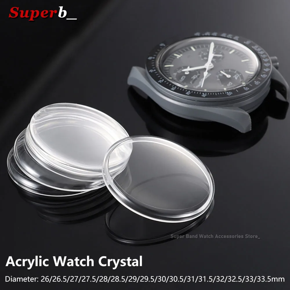 26mm-33.5mm Diameter Acrylic Plastic Lid Shaped Watch Glass Front Face Cover Watch Repair Parts for Watchmaker Watch Accessories