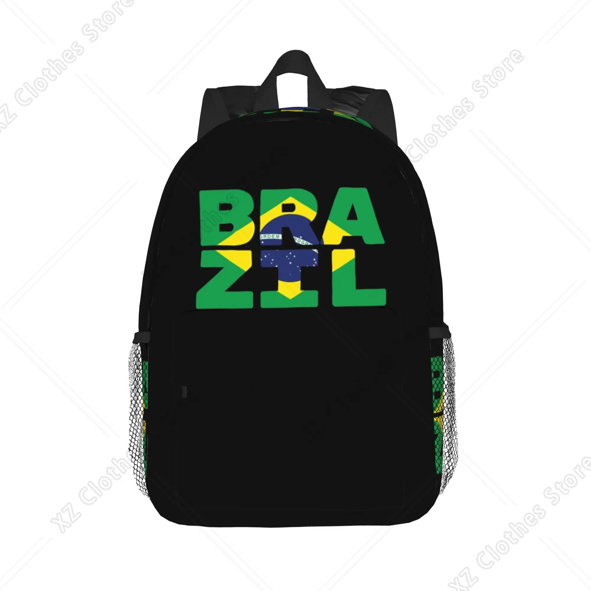 Brazil Flag Text Backpack Hot Sale Daypack Large Capacity Boys Girls BookBag Shoulder Bags for Men Women School Bag