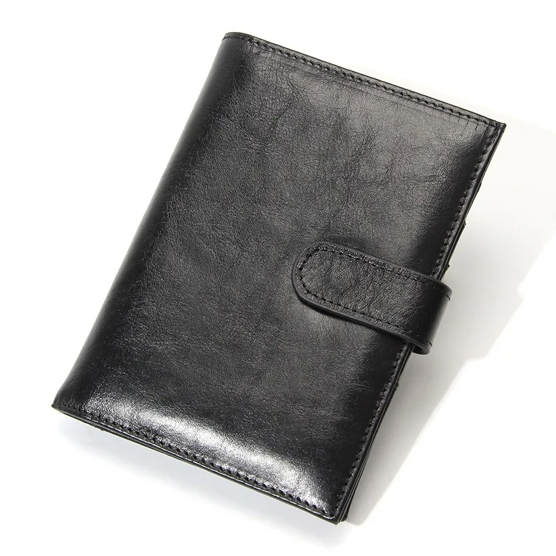 Unisex Genuine Leather Passport Holder RFID Blocking Travel Wallet Multi Card Slots ID Document Organizer with Snap Closure 2026