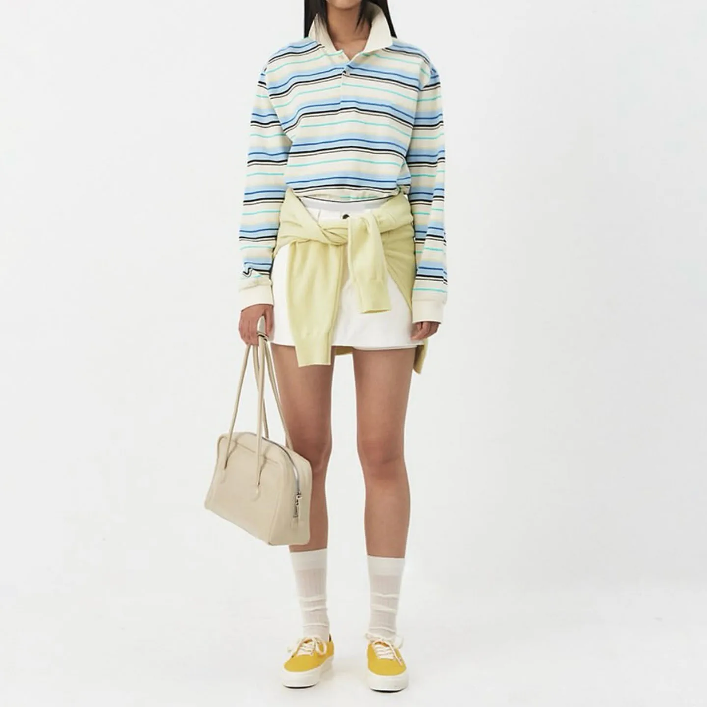 

Faionable Retro Collared Long Sve Women's T-irt Casual Loose Fit Button up Striped Patterned Suitable for Autumn Wear