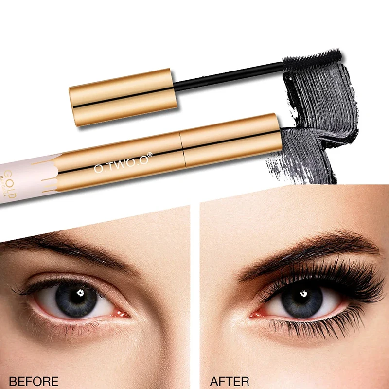 Mascara 3D noir pour extension de cils longue tenue, brosse de maquillage de beauté, document doré