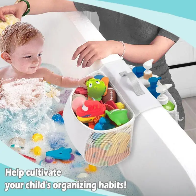 Soporte de juguete para ducha, forma de silla de montar para niños pequeños, almacenamiento de juguetes para baño y ducha, juguetes de alta capacidad, organizador de fácil acceso para nadar