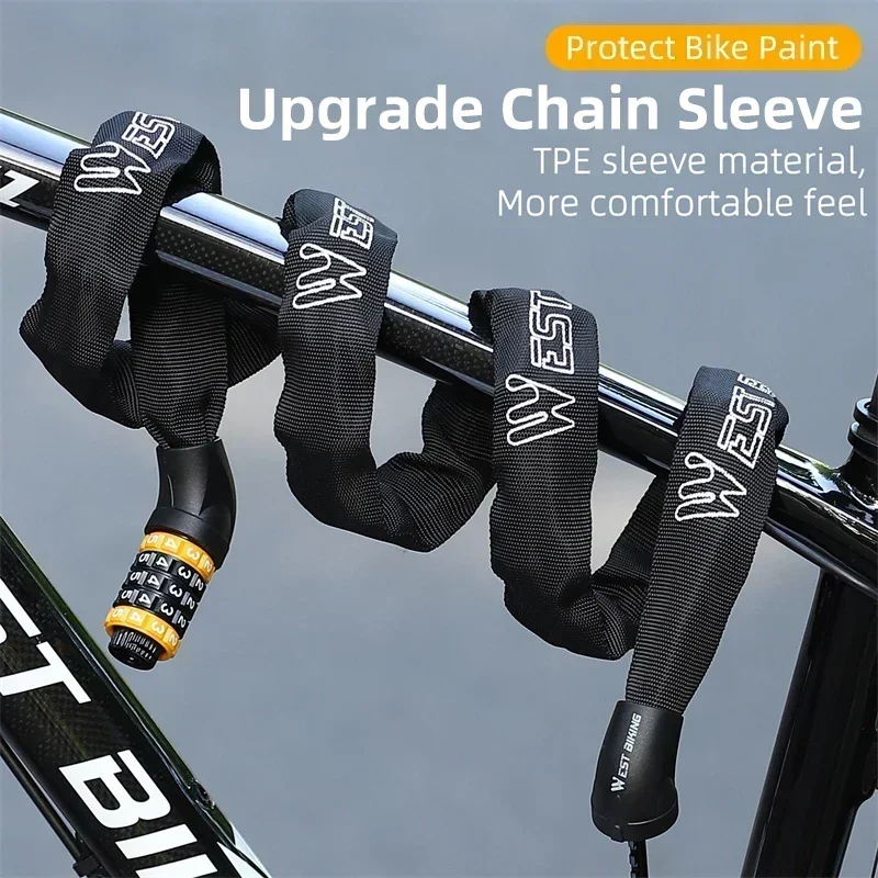 

WEST BIKING 65-150cm Multi-length Bike Chain Lock 5 Digit Code Combination Anti-Theft Bicycle Lock Motorcycle Ebike Accessories