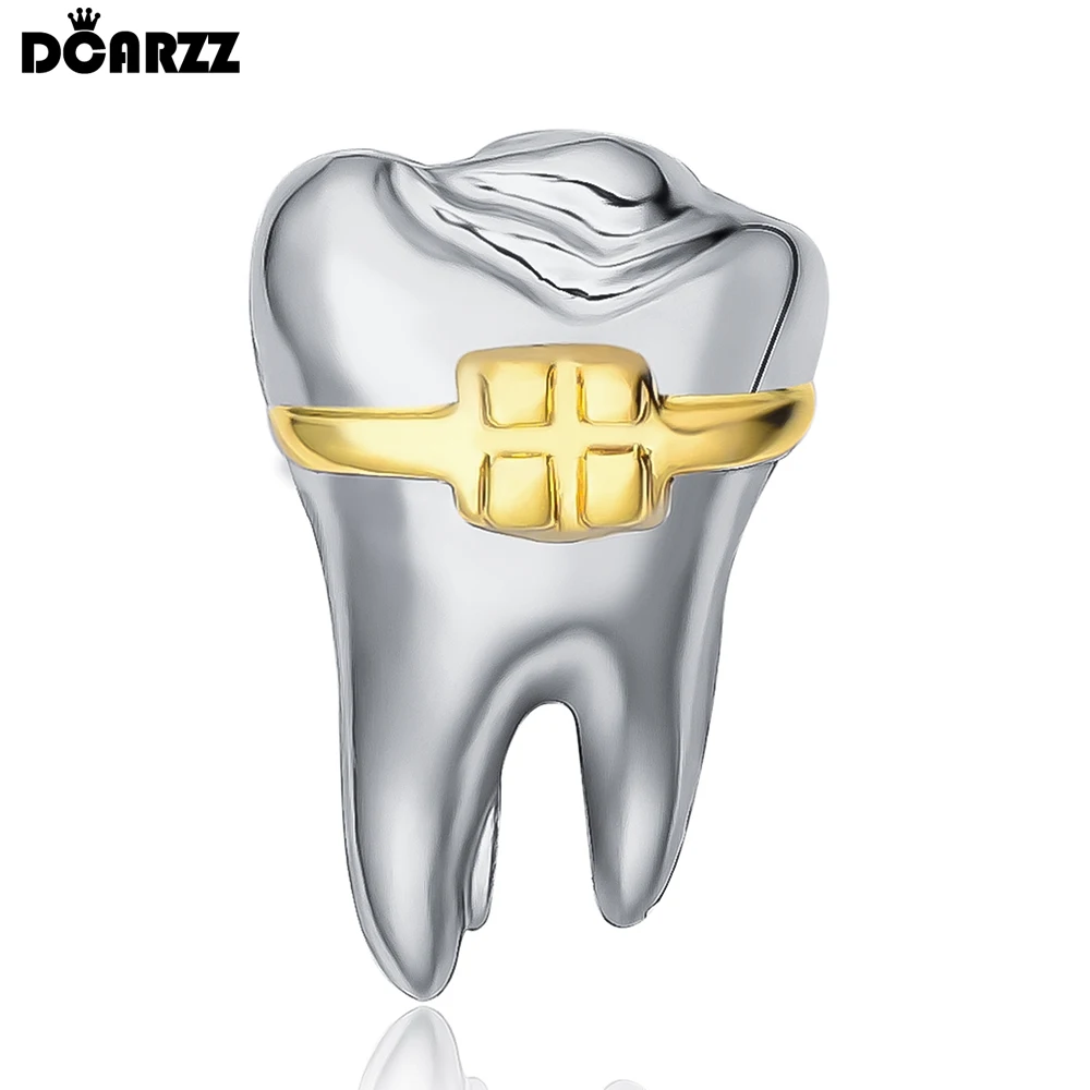 DCARZZ Creative Braces Tooth Brooch Dental Orthodontics Theme Medical Jewelry Lapel Backpack Badge Pins for Dentist Doctor Nurse