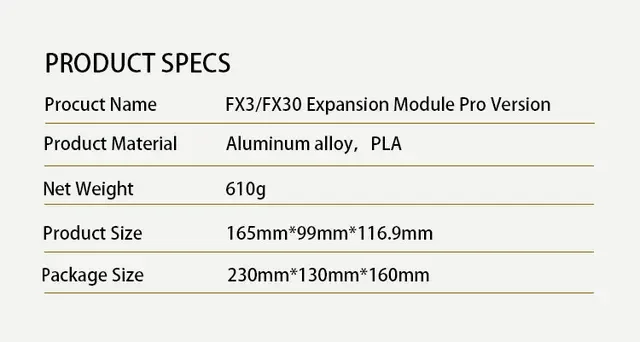 Modulo di espansione gabbia per fotocamera FusionRig PRO Verison cineback Cage per Sony FX3/FX30