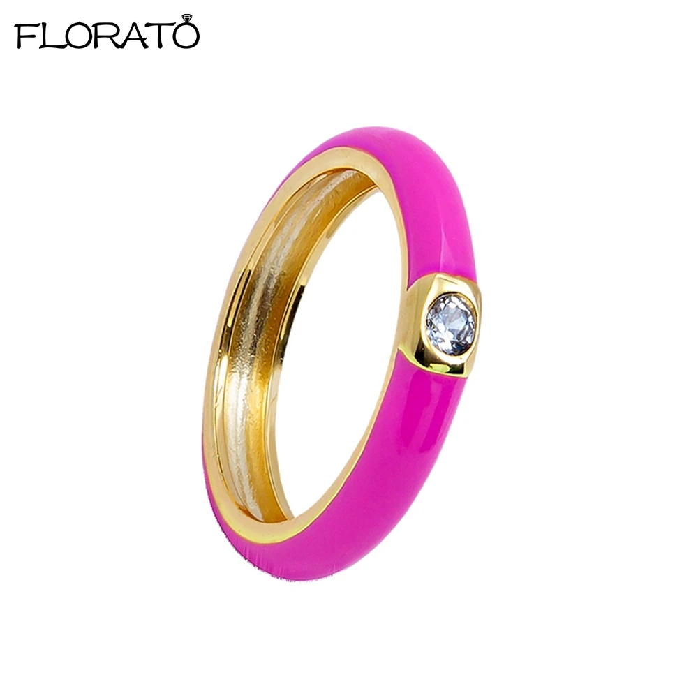 Women's Colorful Enamel Ring, 24K Gold Plated Candy Colors Gift