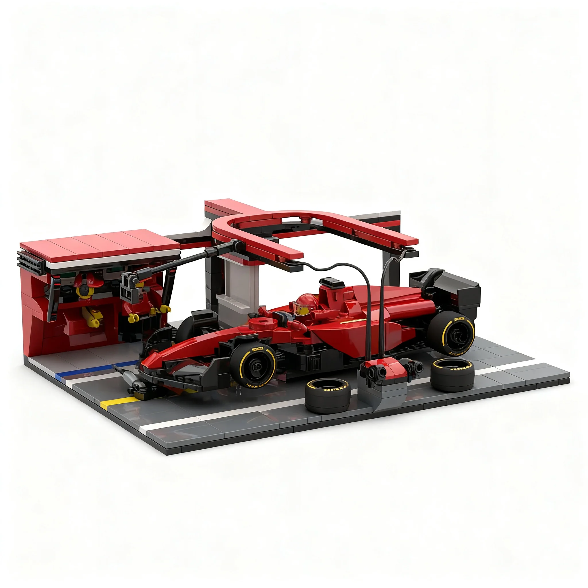 390-pezzi-moc-sc-f1-diorama-di-pista-di-ricambio-modello-di-citta-campioni-blocchi-da-costruzione-architettura-educazione-creativa-mattoncini-da-assemblare