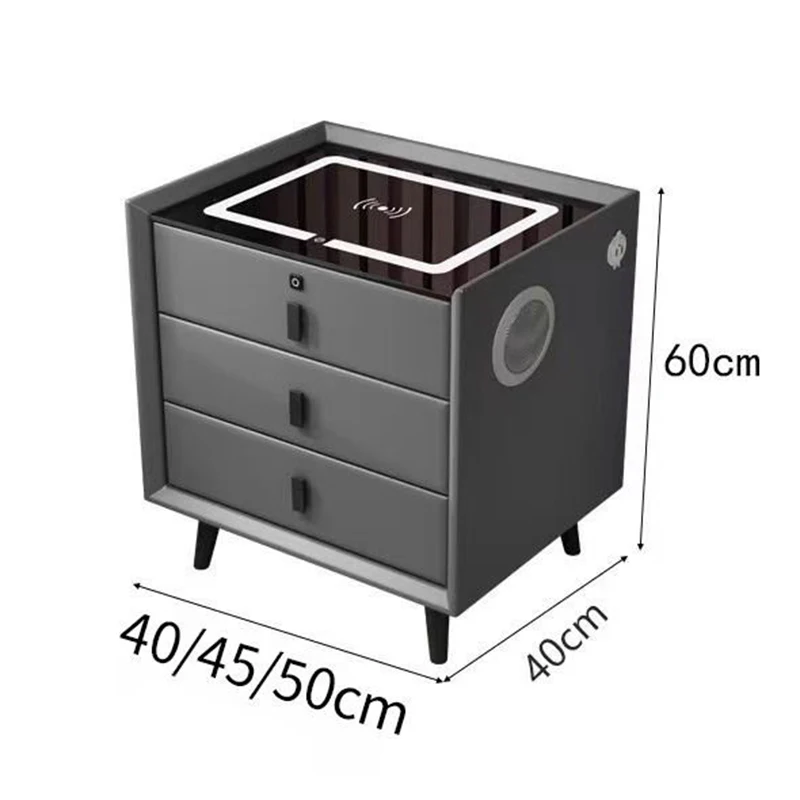 *ModHomi Solid Wood Smart Bedside Table with Double Drawers and Cabinet for Storage for Home or Hotel Bedroom Nightstand