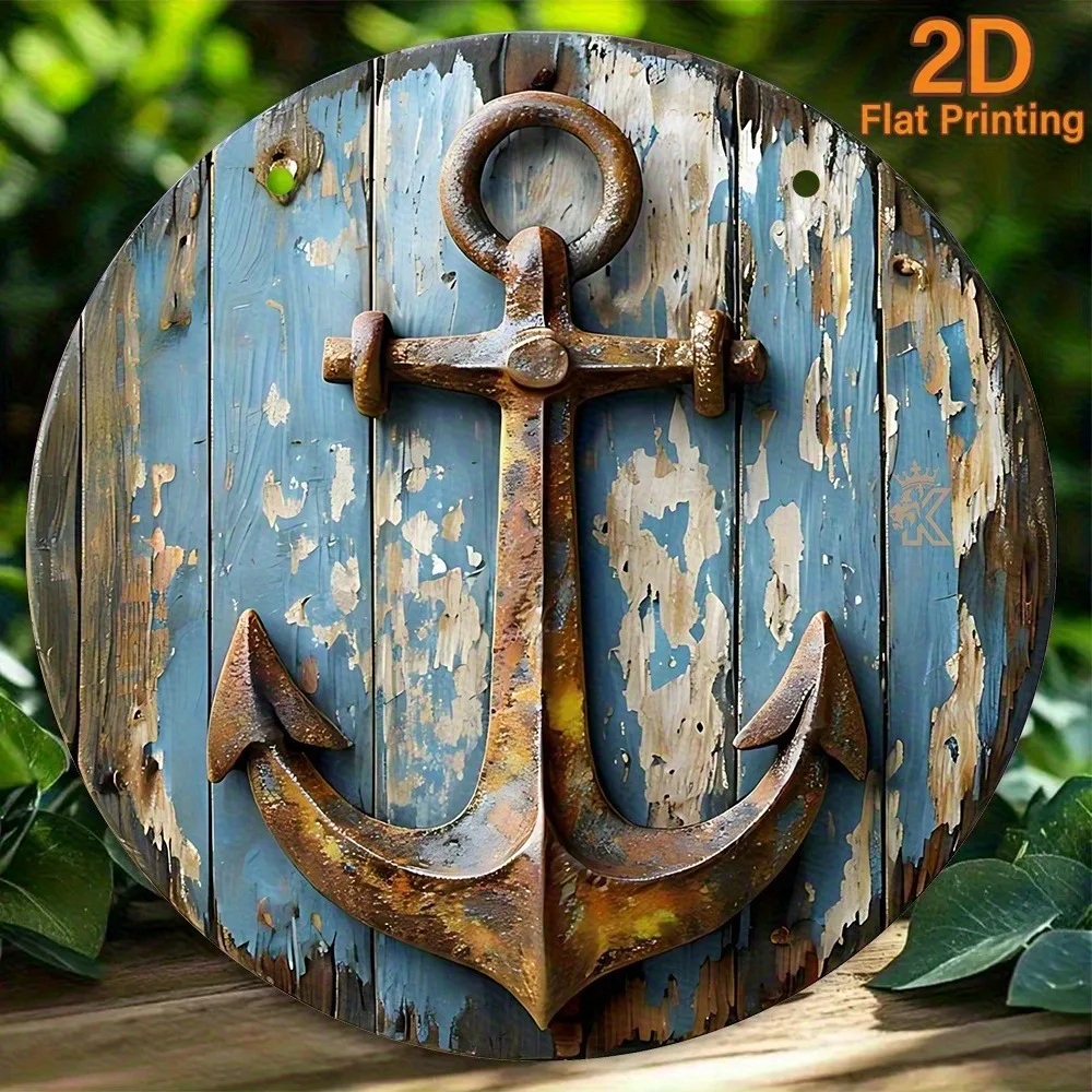 CIFBUY Iron Wall Art Vintage Coastal Nautical Anchor Metal Sign Waterproof Rustproof For Beach House Office 8 Inch