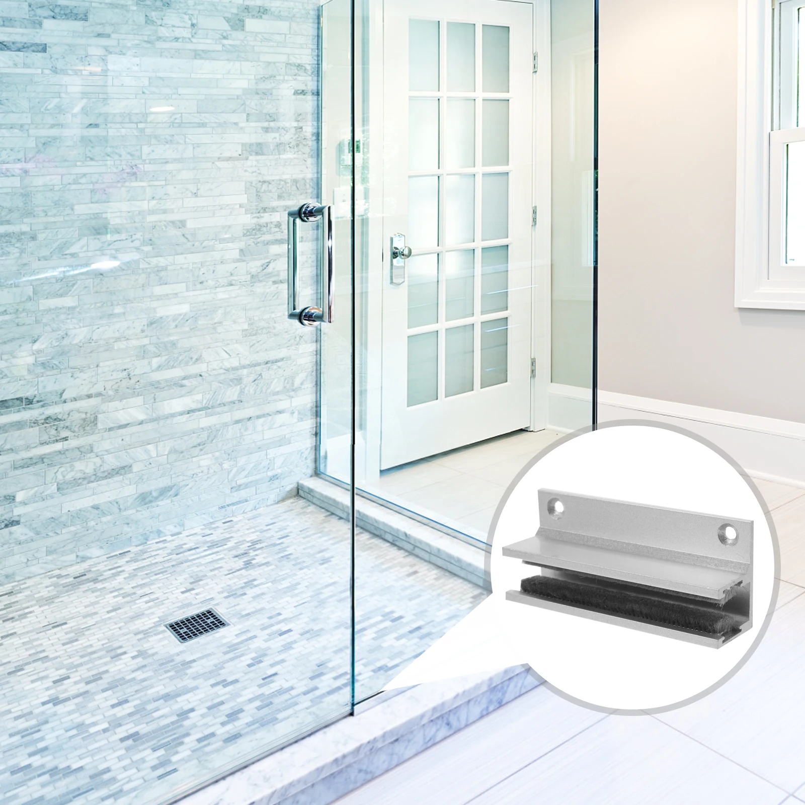 

Aluminum Alloy Sliding Glass Guide Rust Resistant Shower Bottom Track Adjustable Door Guide Protective Anti Wear Padding Glass