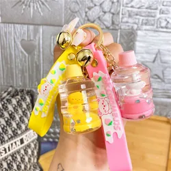 Cute Oil Bucket Keychain com lantejoula, Panda, sapo, líquido, areia movediça, cubo de gelo, coração, areia movediça, Dlower, garrafa, flutuante Keyring, presente