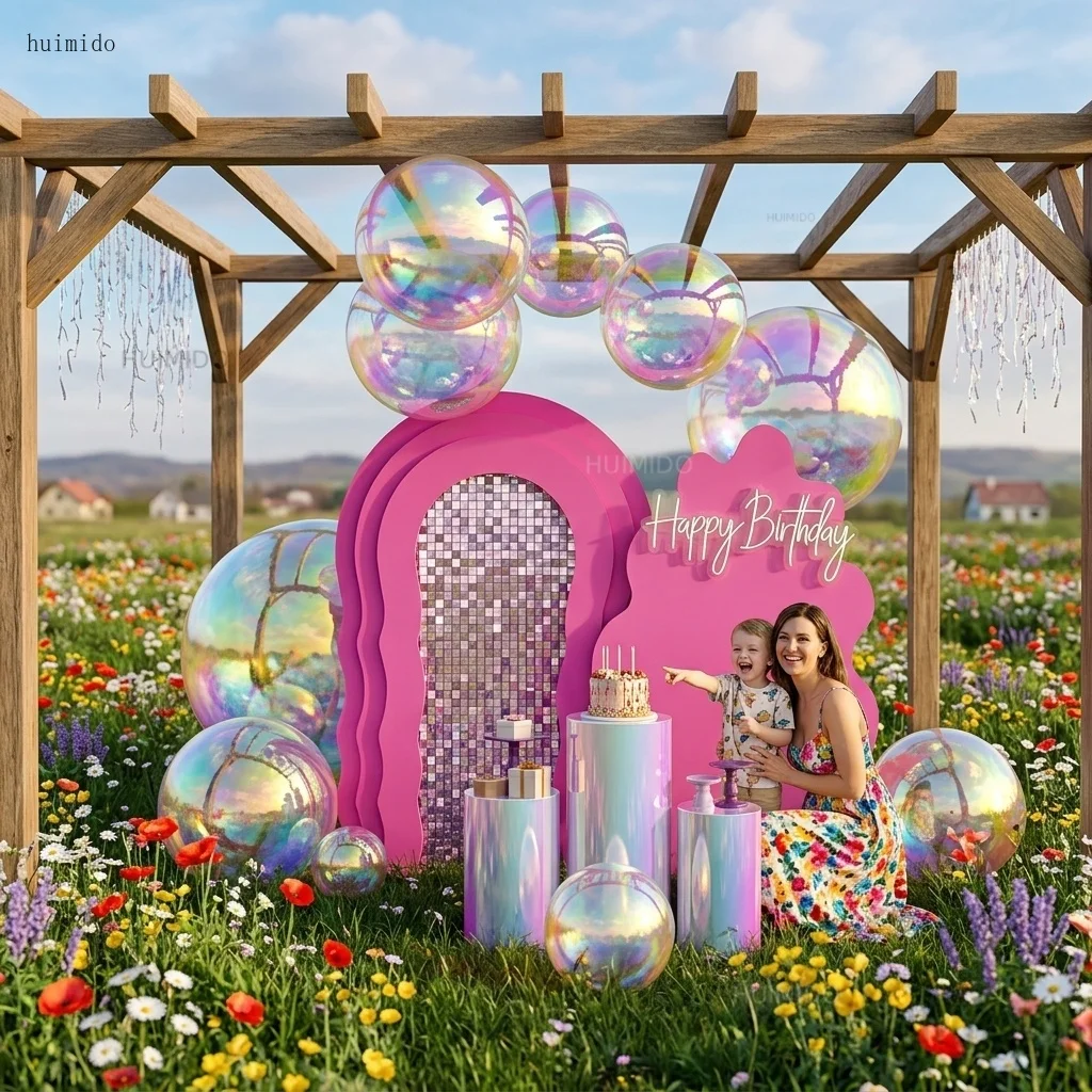 Giant Inflatable Mirror Ball Metallic Gold & Iridescent Holographic PVC Sphere Balloon for Outdoor Event Wedding Party Decor