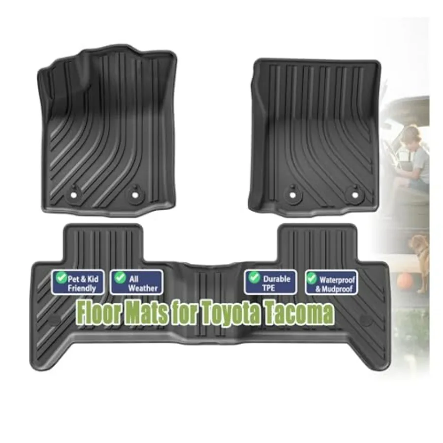 

Автомобильные коврики TPE для Tacoma 2016-2023, только для Double Cab, на автоматическую коробку передач, индивидуальная посадка, всепогодные коврики для грузовиков - передние