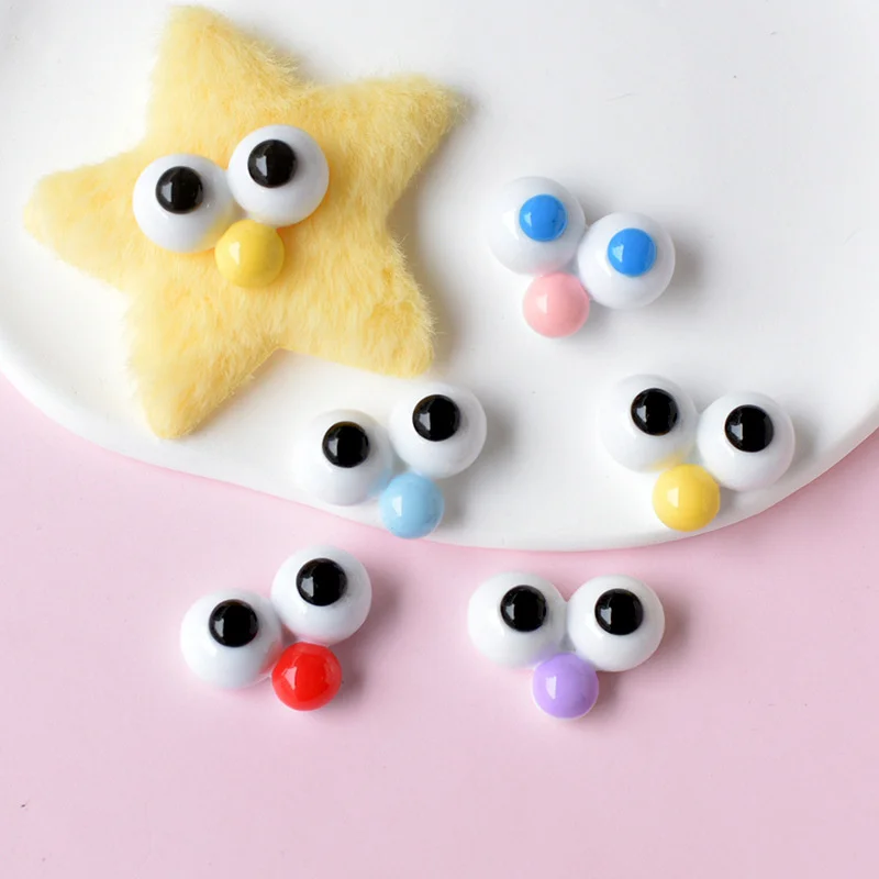 10Pcs Cute Eyes Flatback Resin Plush Toy Decorate Accessories Cabochon Scrapbooking Craft Supplies DIY Hairpin Phone Cases Patch