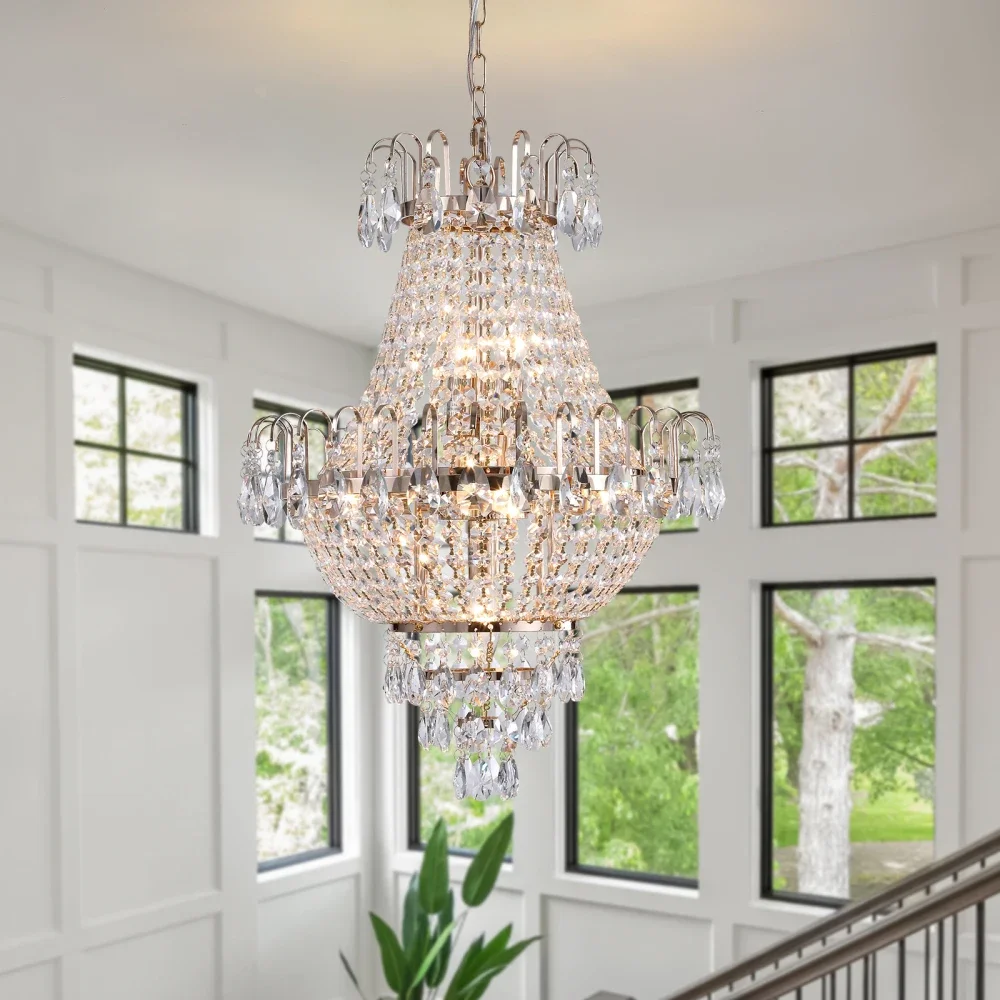 Light Luxury Crystal Chandelier Double-Storey Duplex Building Middle Floor Living Room Stairwell Hotel Lobby Villa En