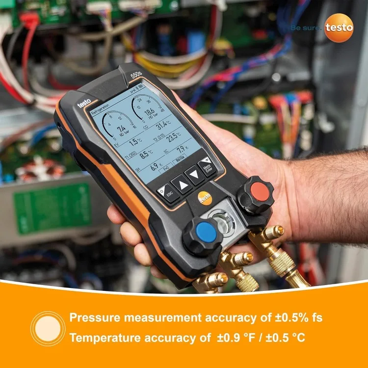 550S Ac Spruitstuk Meterset-Spruitstukmeters Hvac En Koeling-Incl. 2 Bedrade Temperatuurklem Sondes