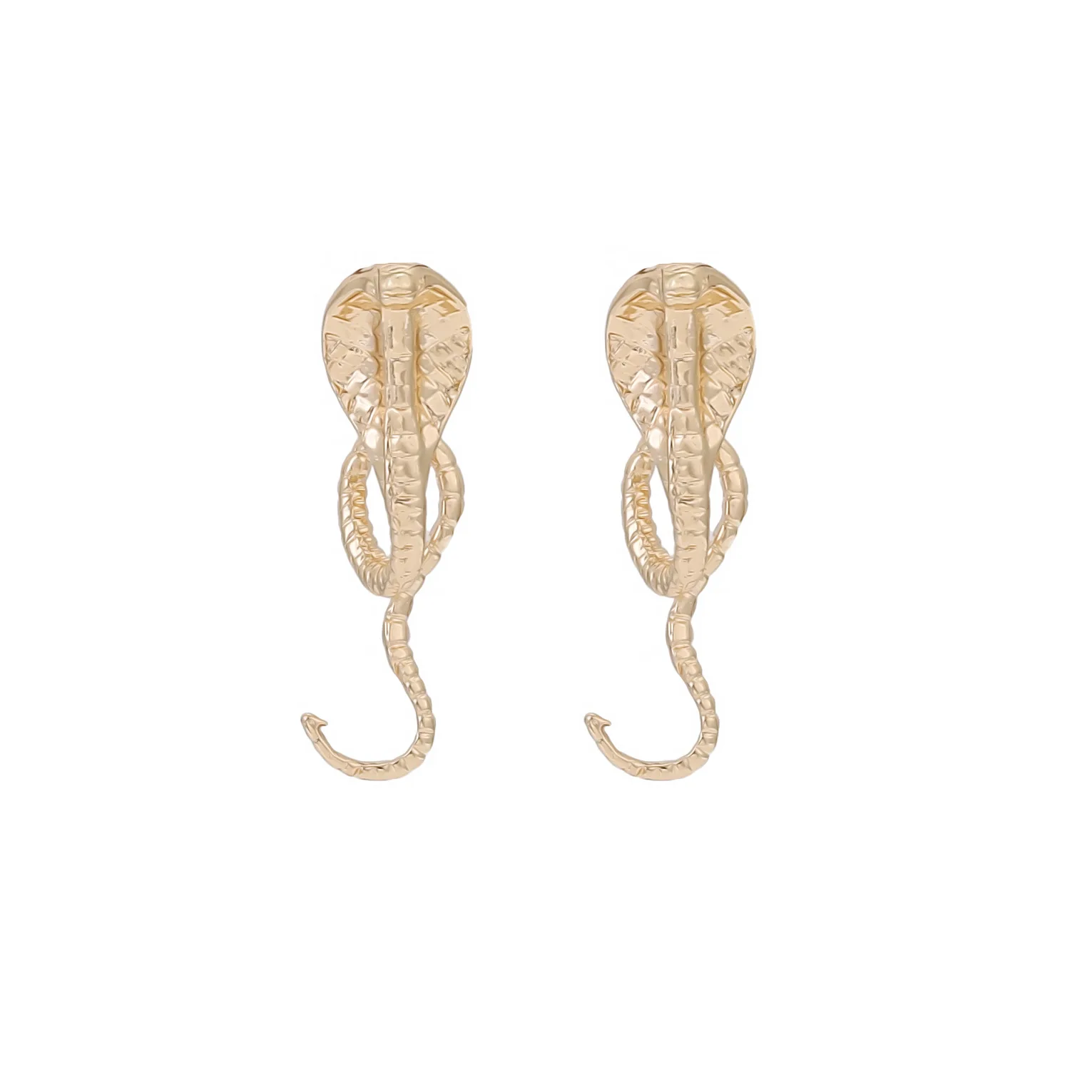 Dark style cobra alloy snake earrings, long twisted geometric alloy snake earrings, fashionable and cool style earrings