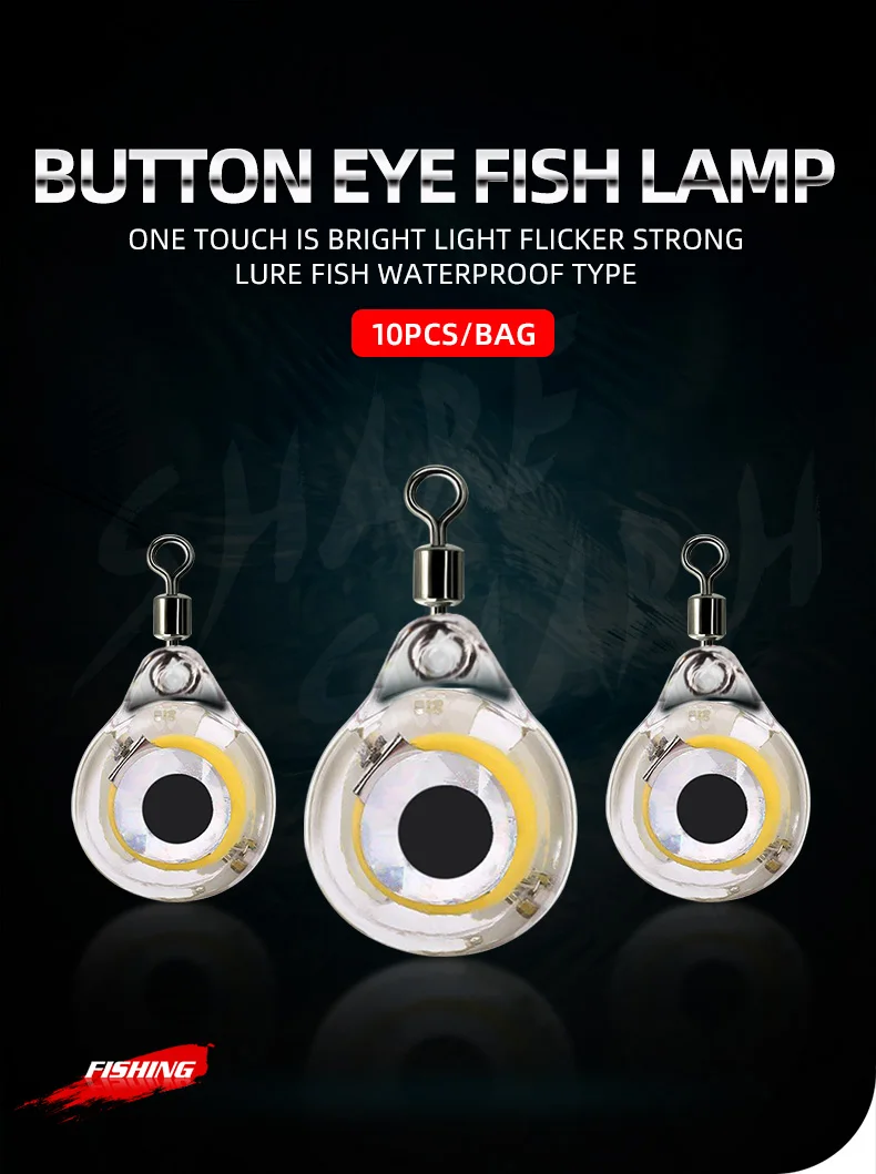 ShareShark 10 Stück Mini-Licht-LED-Tiefstropfen-Unterwasser-Augenform zum Angeln, Tintenfisch, Angelköder, leuchtender Köder zum Anlocken von Fischen – Detail 1