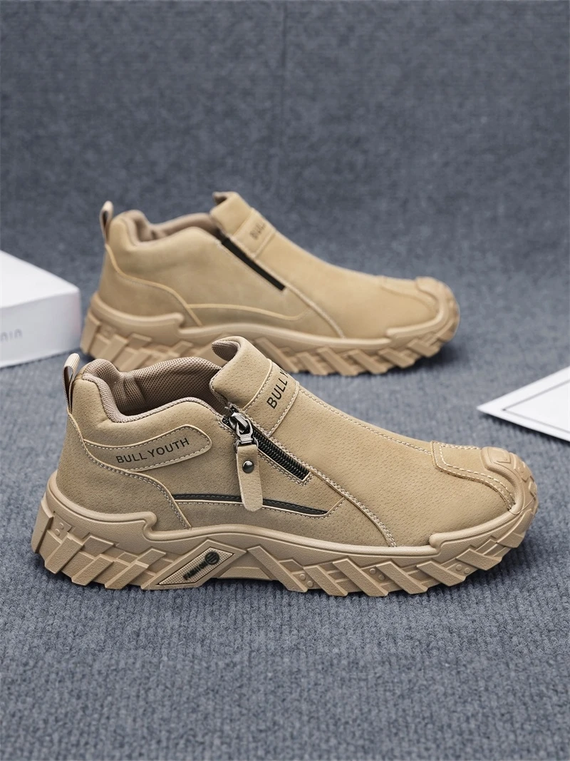 

Men's Outdoor Casual Sports Shoes Spring Summer Anti-Slip Waterproof Slip-On Work Safety Shoes Leather Mesh Breathable Upgraded