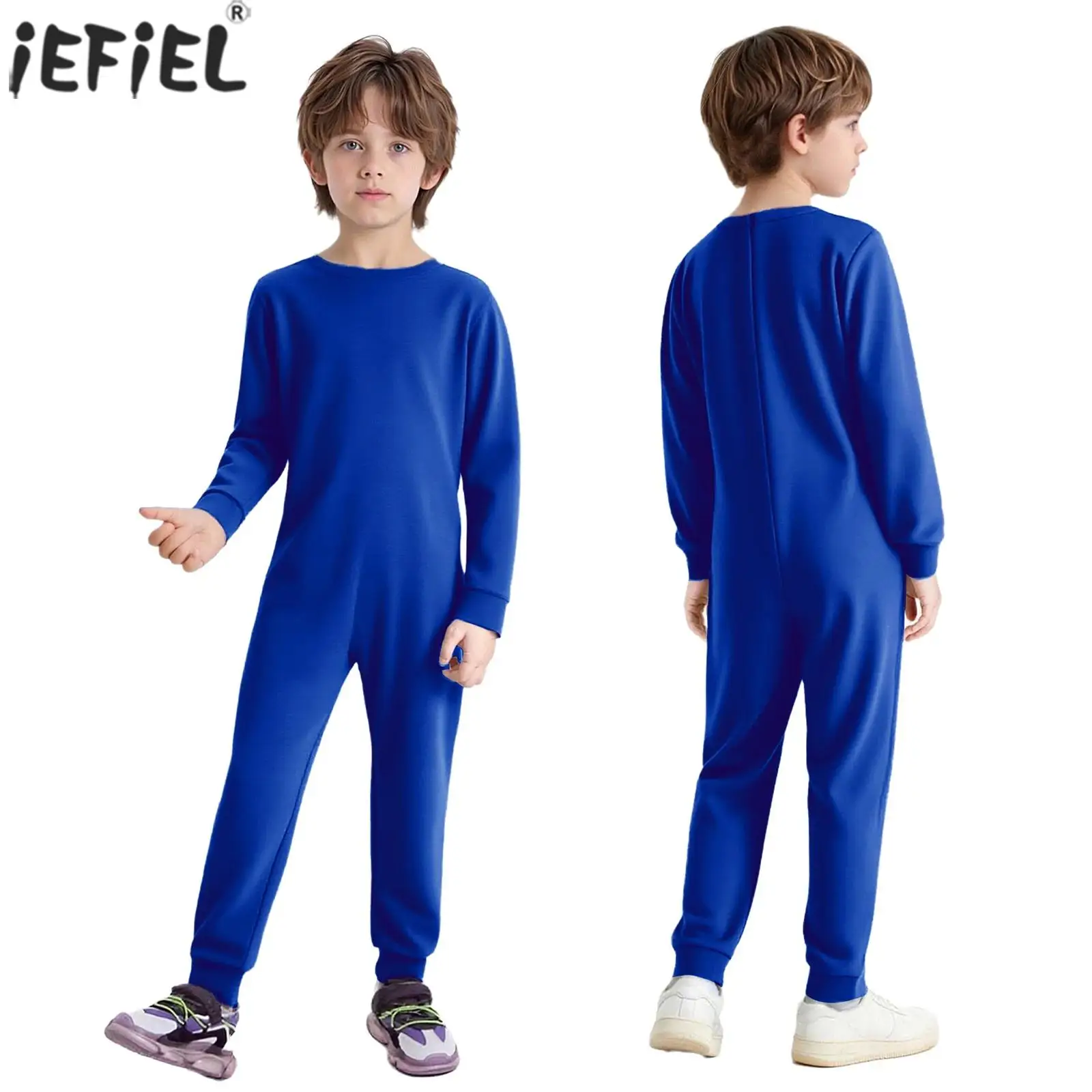 Kinder besondere Bedürfnisse Adaptive Kleidung Einfarbig Langarm Reißverschluss hinten Overall Baumwolle Strampler Workout Sport Body