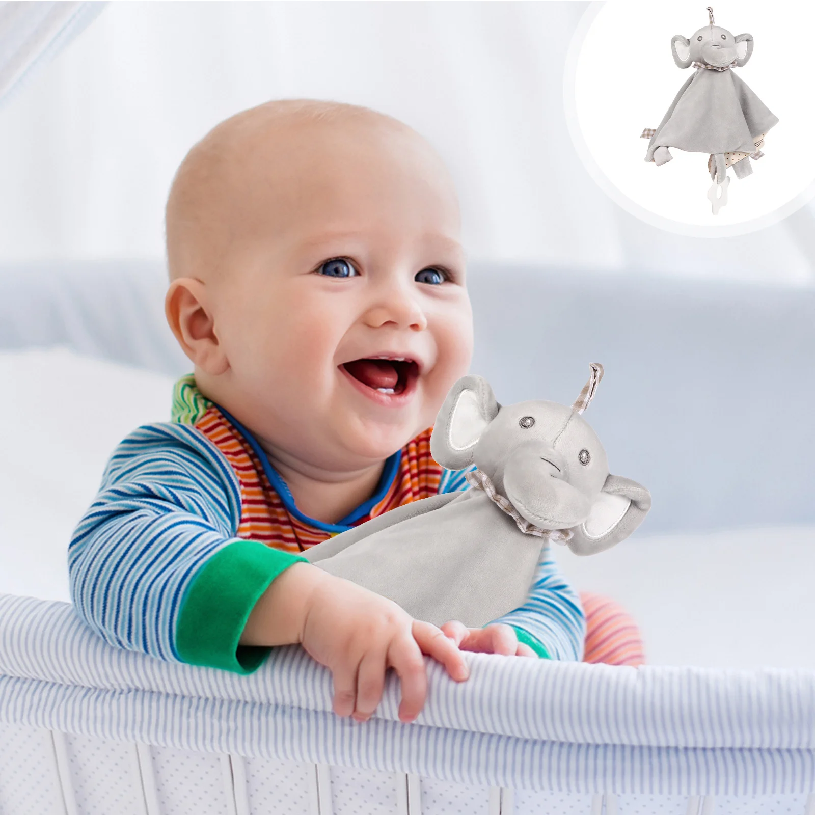 Ausgestopfter Elefant, beruhigendes Handtuch für Kleinkinder, sicher, weich, Baby-Speicheldecke, Komfort-Sicherheitsdecke, Baby-Zahntuch, Schlafhilfe
