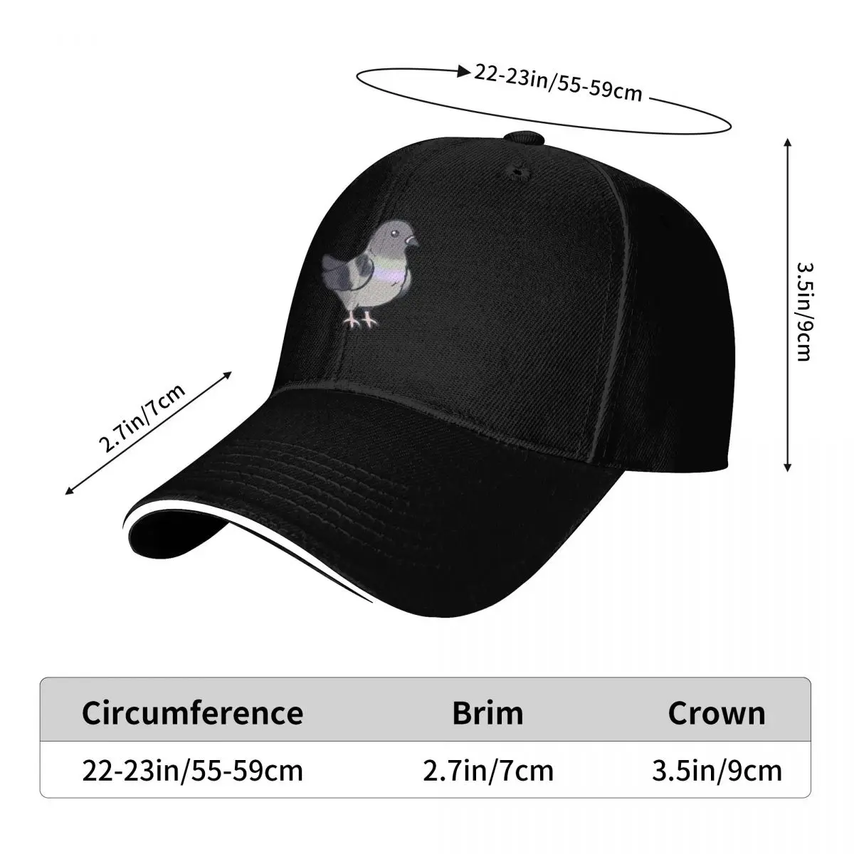 Pigeon illustration Baseball Cap men's big size hat sailor cap for men Horse Hat luxury caps Hats For Men Women's