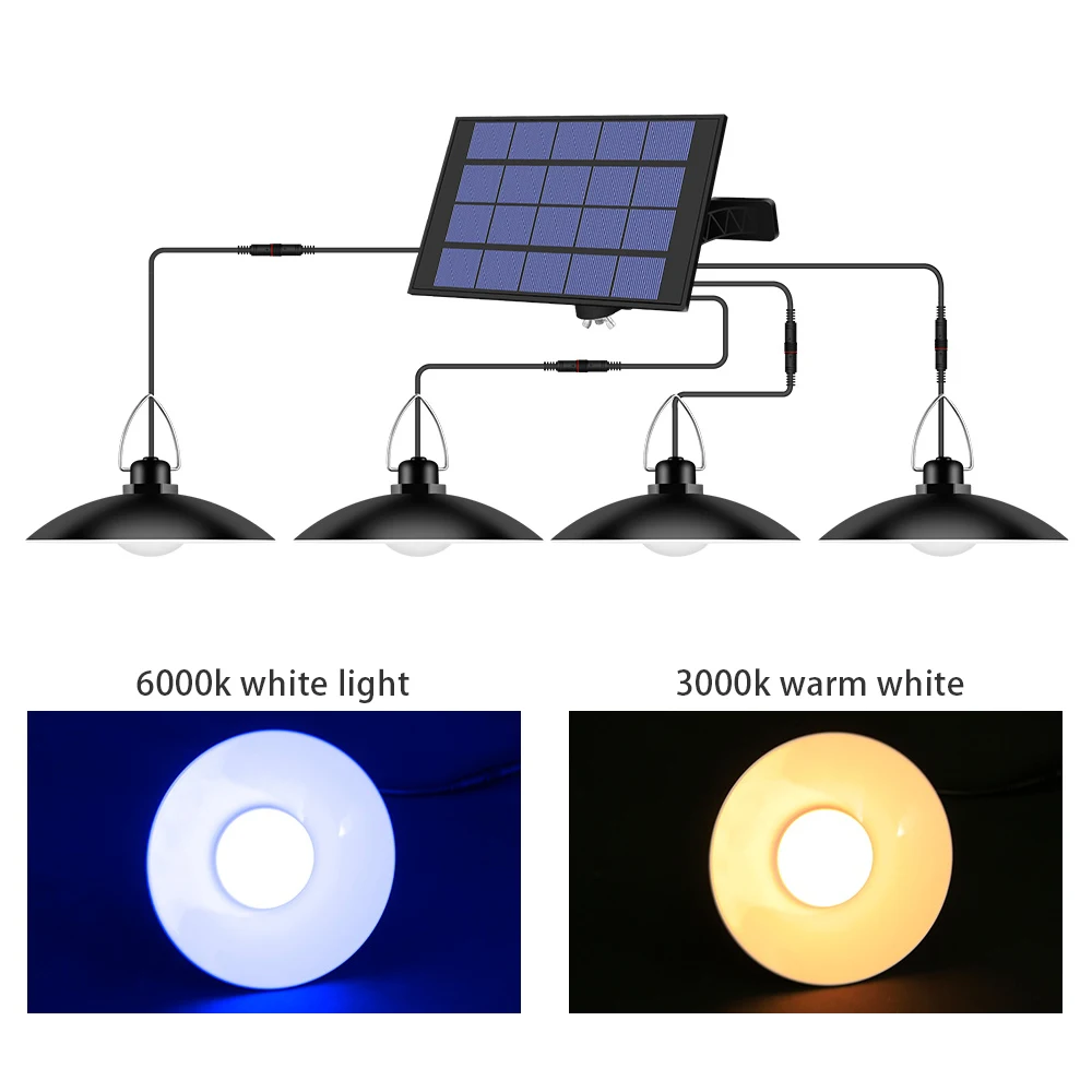 IP65 Waterproof 1/2/3/4 Head Solar Pendant Light Outdoor Indoor Solar Lamp With Cable Suitable For Courtyard Garden Camping Lamp