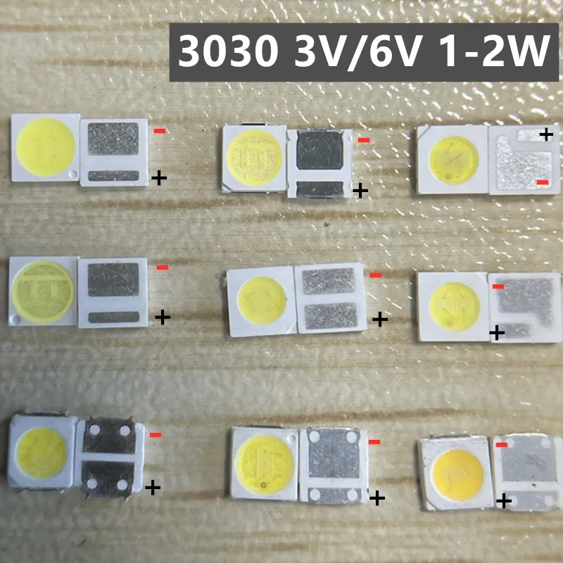 100pcs 3030 Backlight High Power LED DOUBLE CHIPS 1w 1.5W 2w 3V-3.6V 6v lextar JUFEI AOT Cool white PT30A66 TV